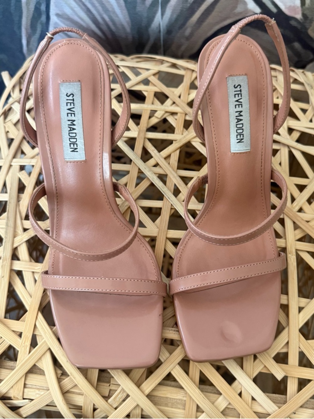 STEVE MADDEN nude beige Gracey heeled sandals strappy stiletto square open toe - Picture 5 of 7